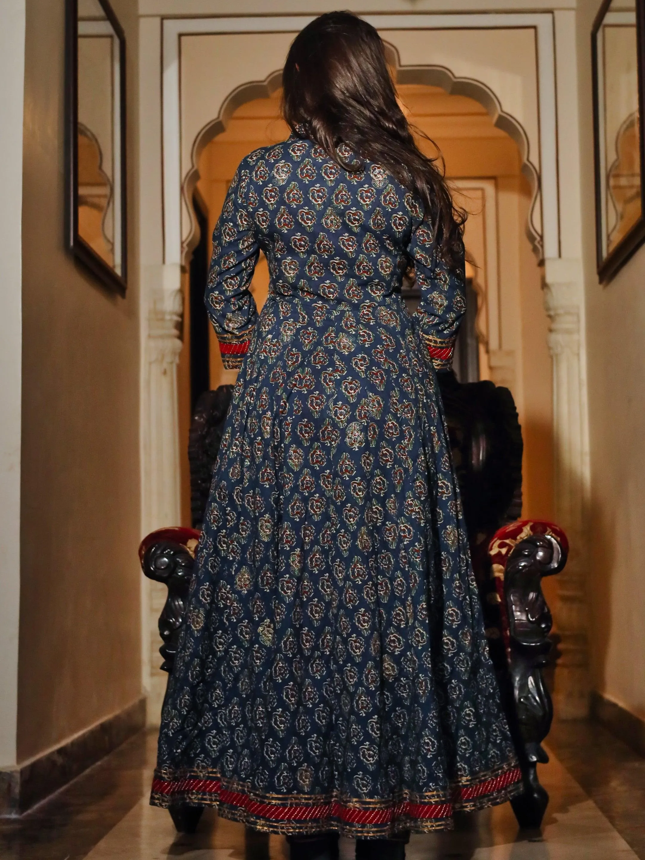 Divena Blue Cotton Anarkali Kurta