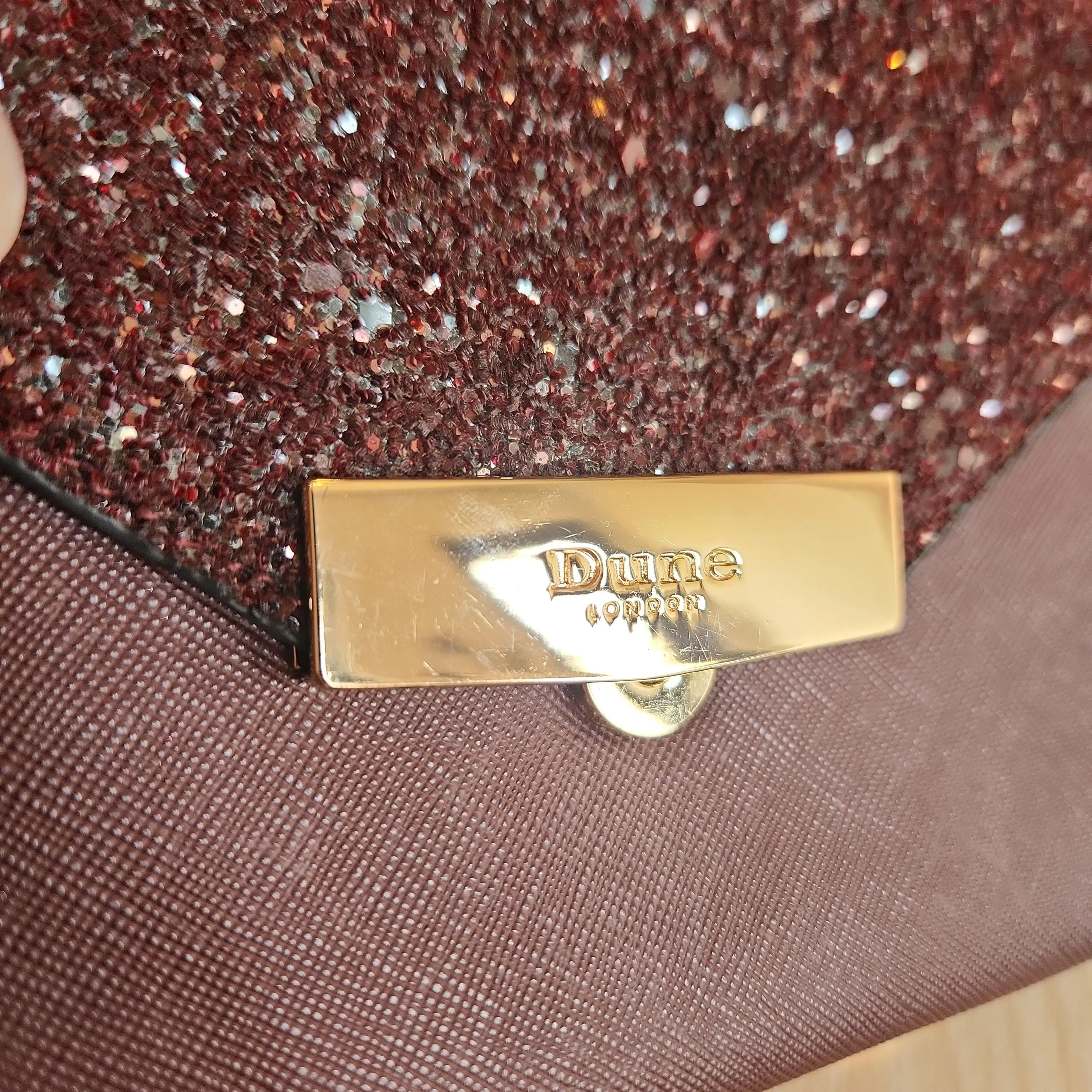 DUNE Burgundy Glitter Flap Mini Bag | Pre Loved |