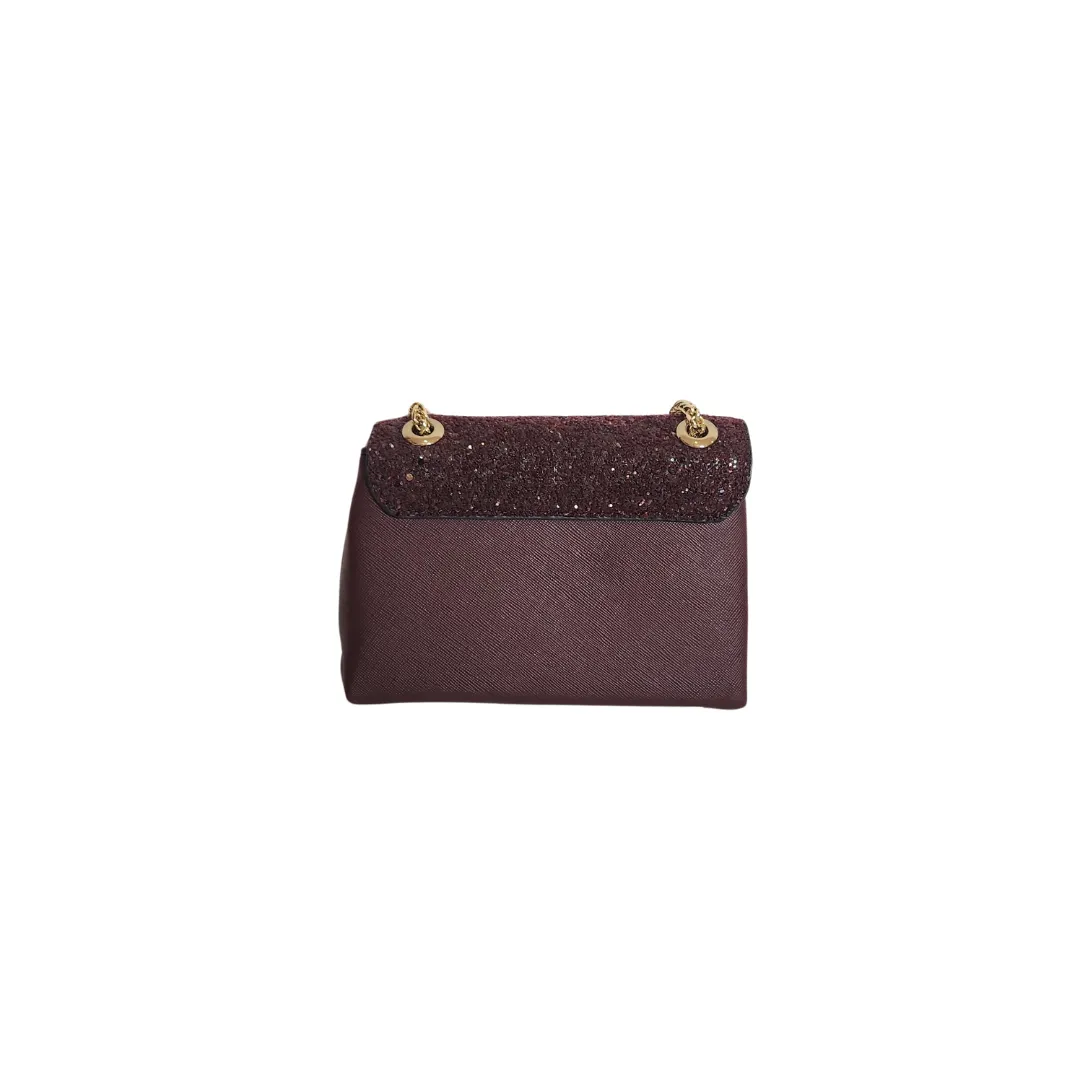 DUNE Burgundy Glitter Flap Mini Bag | Pre Loved |