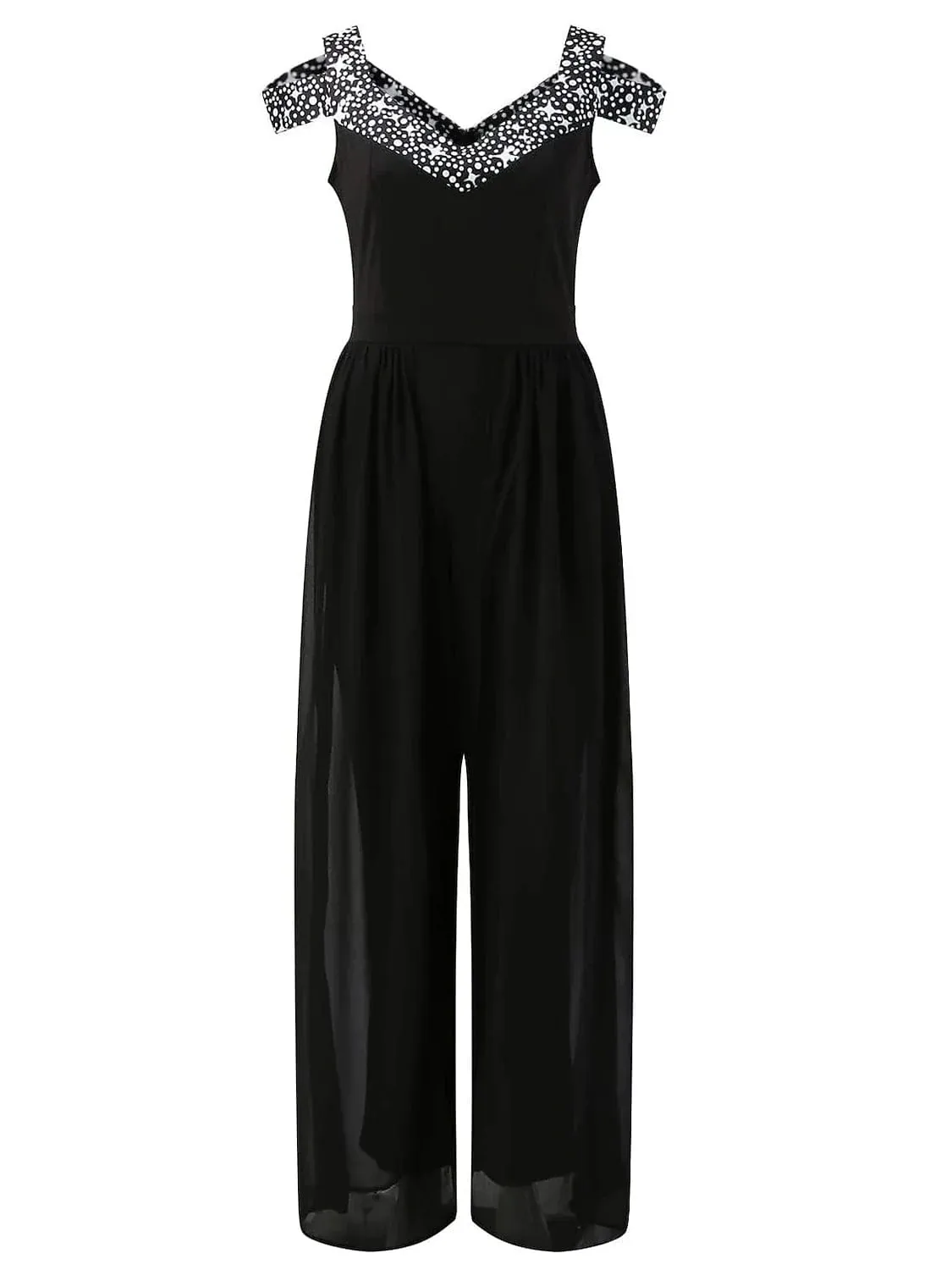 Elegant Black V-Neck Jumpsuit for Special Occasions, Spring and Fall