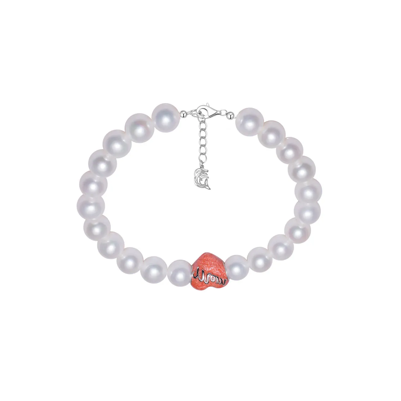 Elegant Freshwater Pearl Bracelet with love mom charm WB00059 | Mother's day