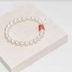 Elegant Freshwater Pearl Bracelet with love mom charm WB00059 | Mother's day