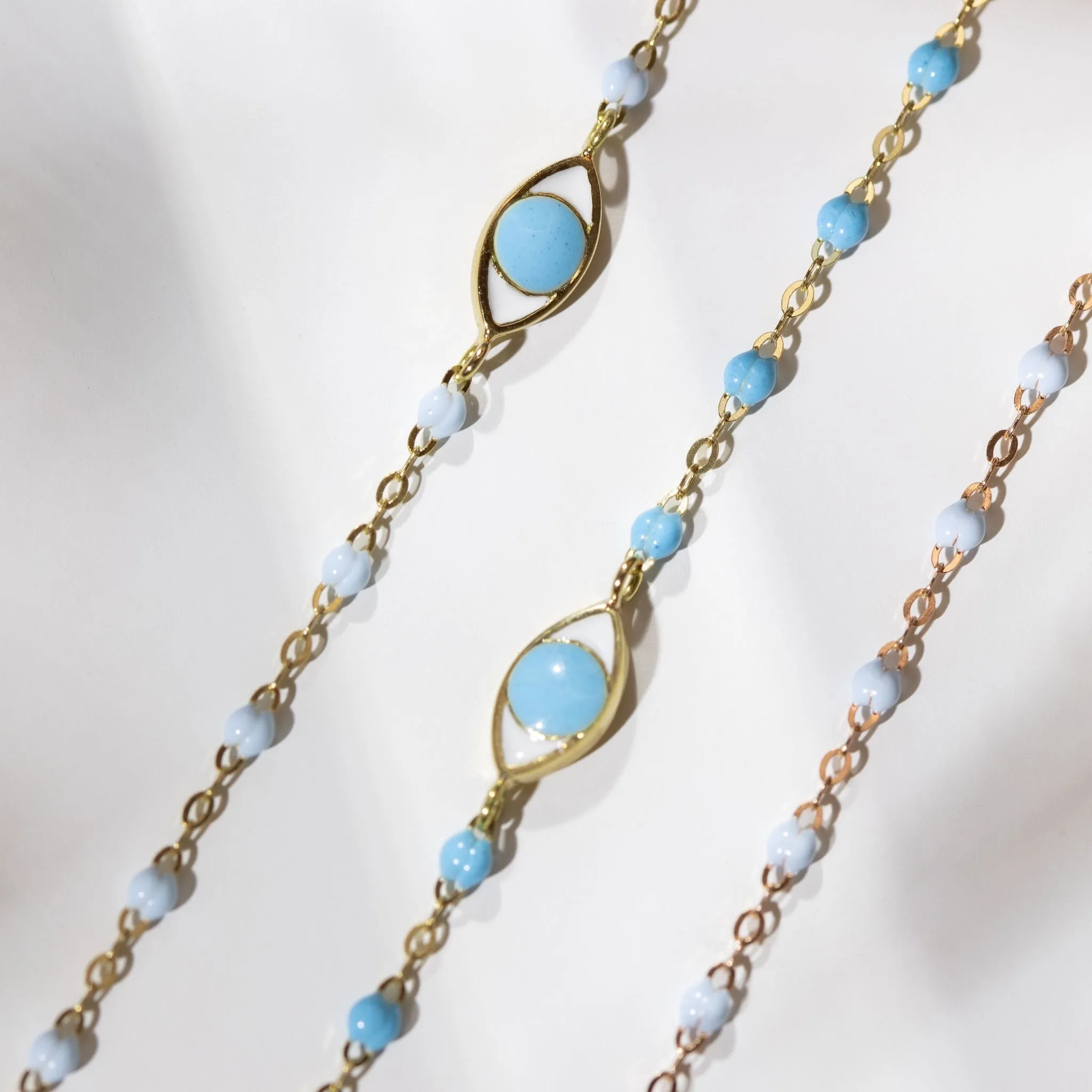 Eye Classic Gigi Baby Blue bracelet, Yellow Gold, 6.7"