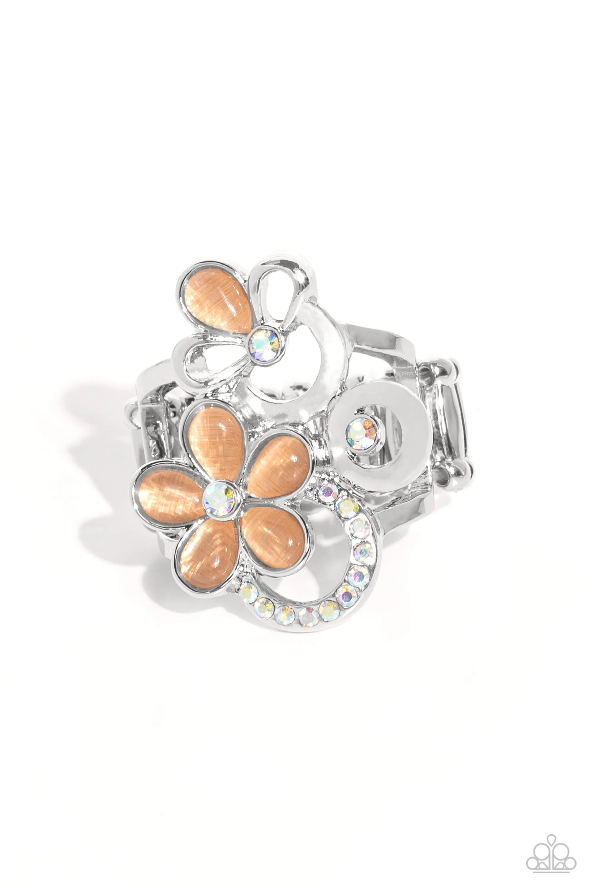 Fairy Circle Orange Floral Ring - Paparazzi Accessories