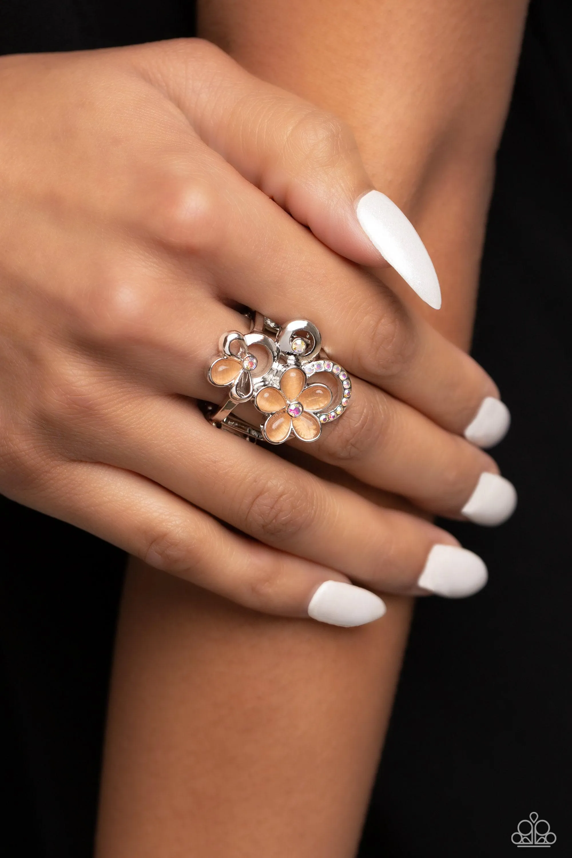 Fairy Circle Orange Floral Ring - Paparazzi Accessories