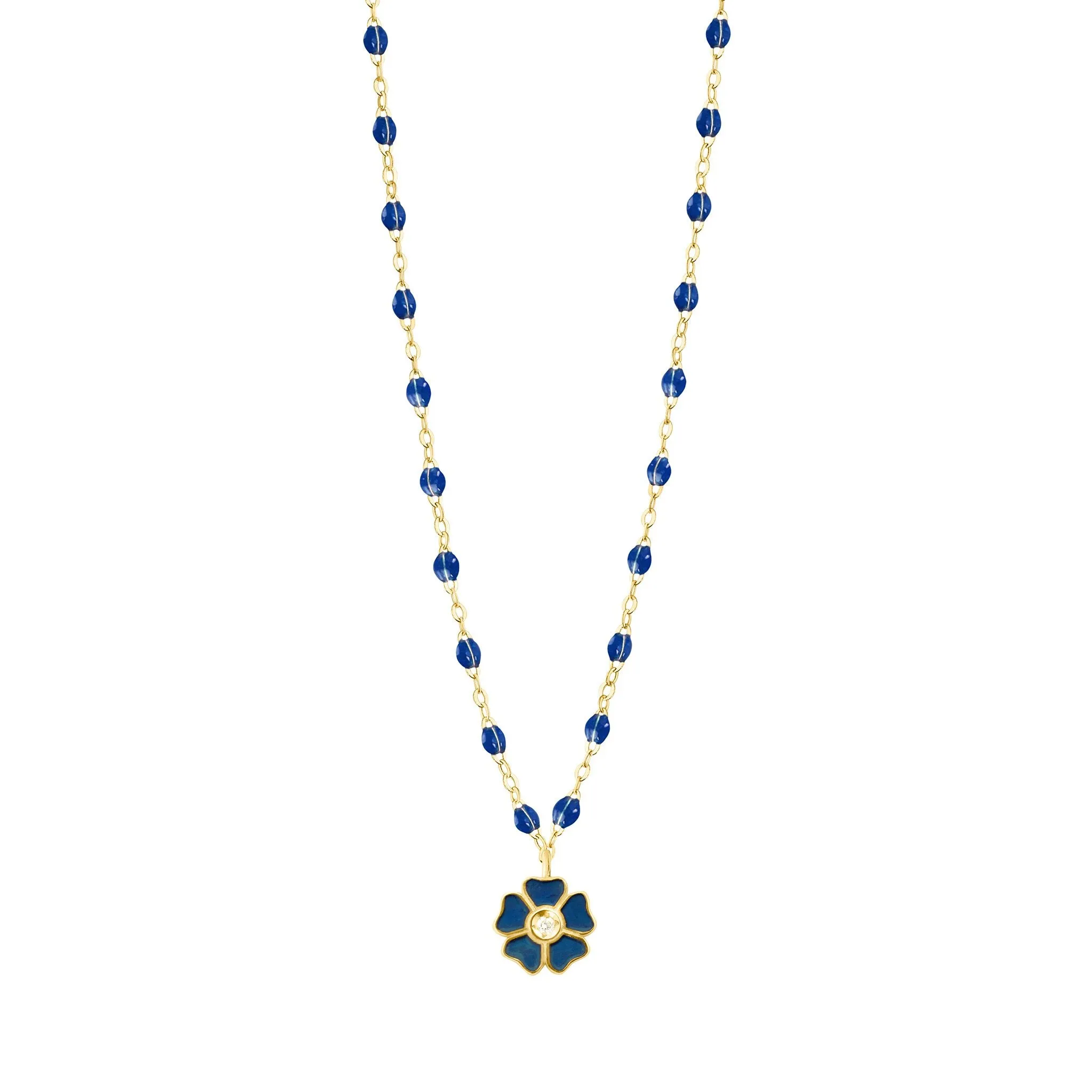 Flower Classic Gigi Lapis Diamond Necklace, Yellow Gold, 16.5"