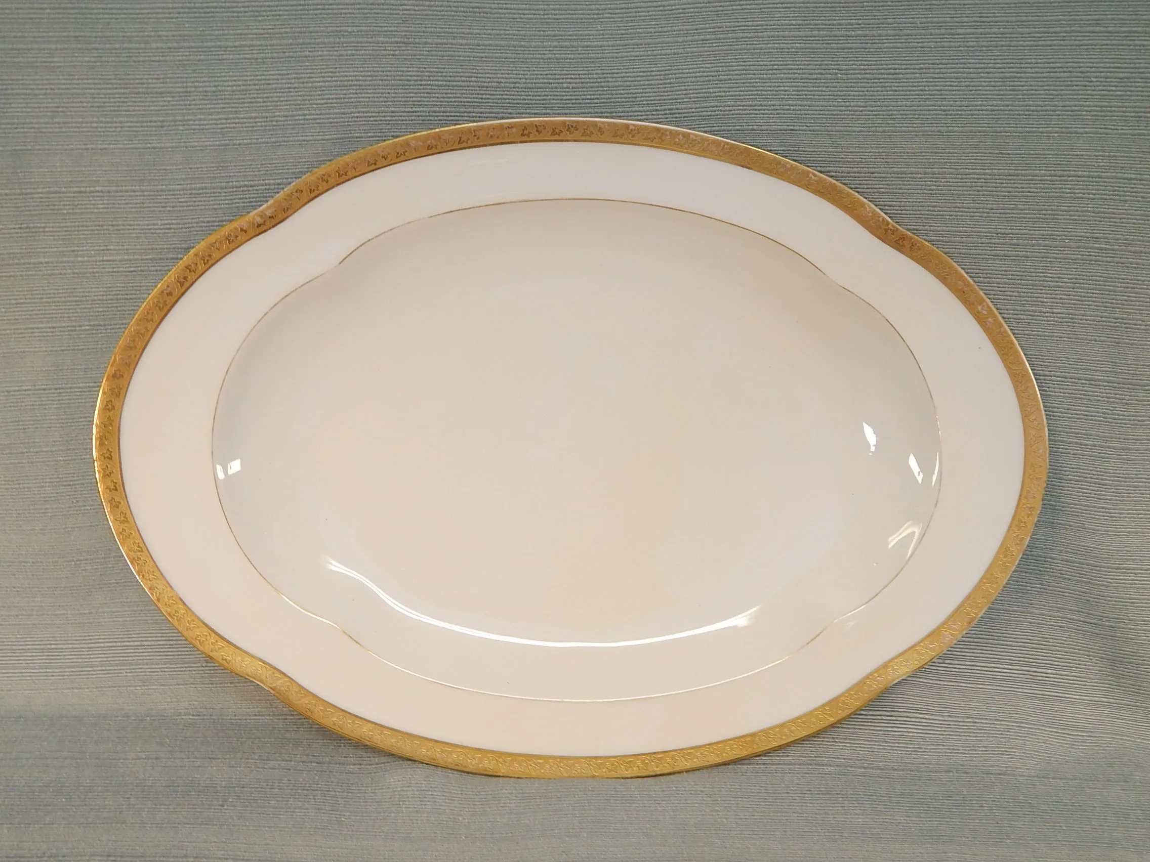 Gilt Edge Oval Platter by A. Lanternier & Co.