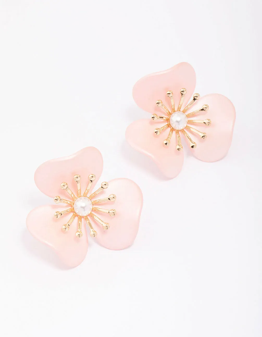 Gold Statement Flower Stud Earrings