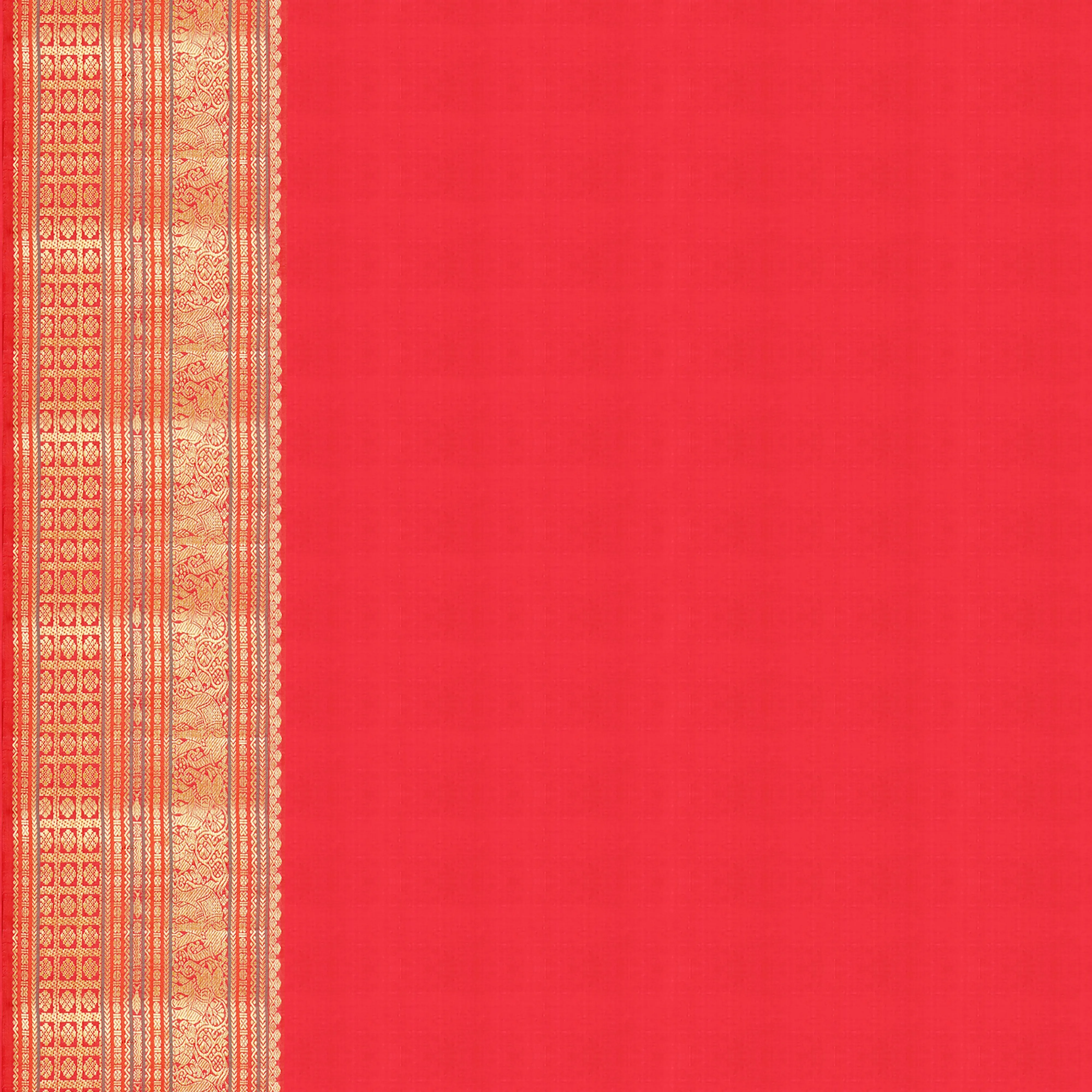 Handwoven Cream with Red Kanjivaram Silk Saree - 544T003050DSC