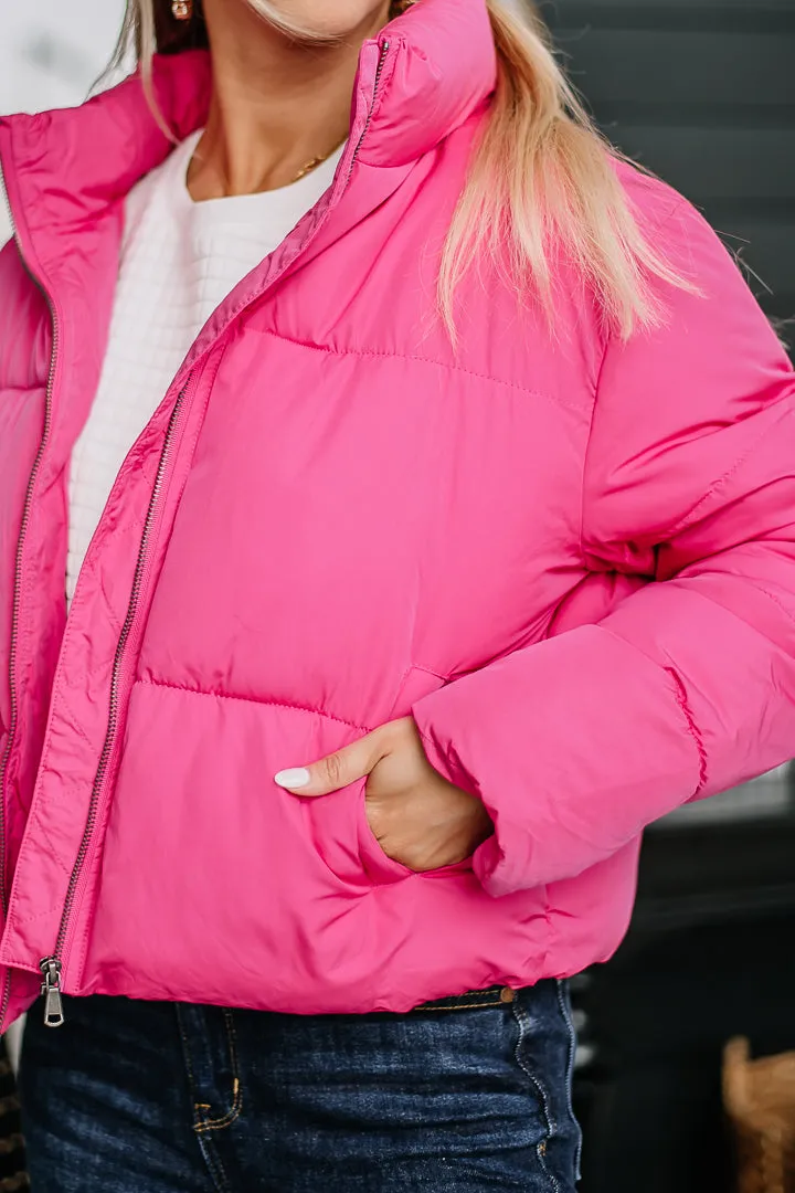 Here For The Day Puffer Coat | Pink