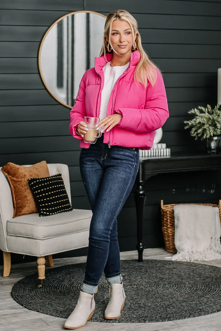 Here For The Day Puffer Coat | Pink