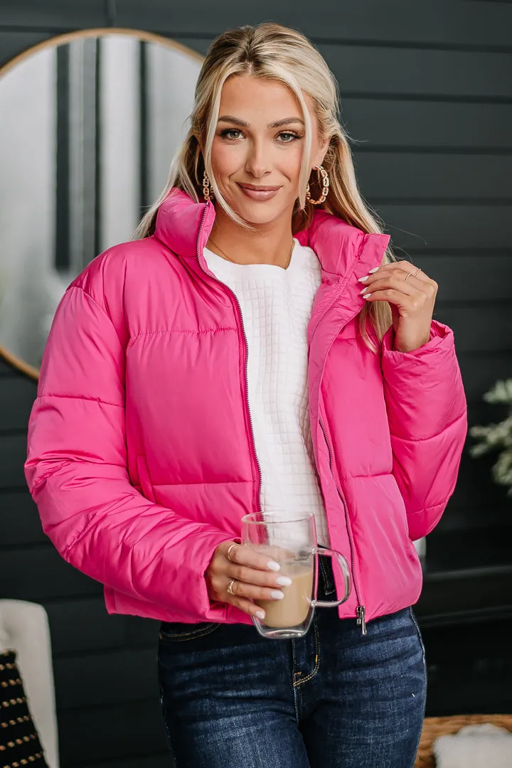 Here For The Day Puffer Coat | Pink