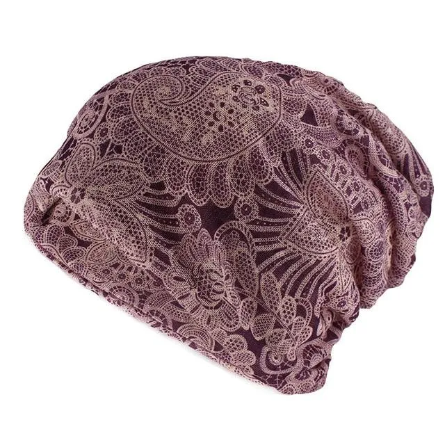 Hip-hop Floral Geometric Rayon Beanie or Scarf