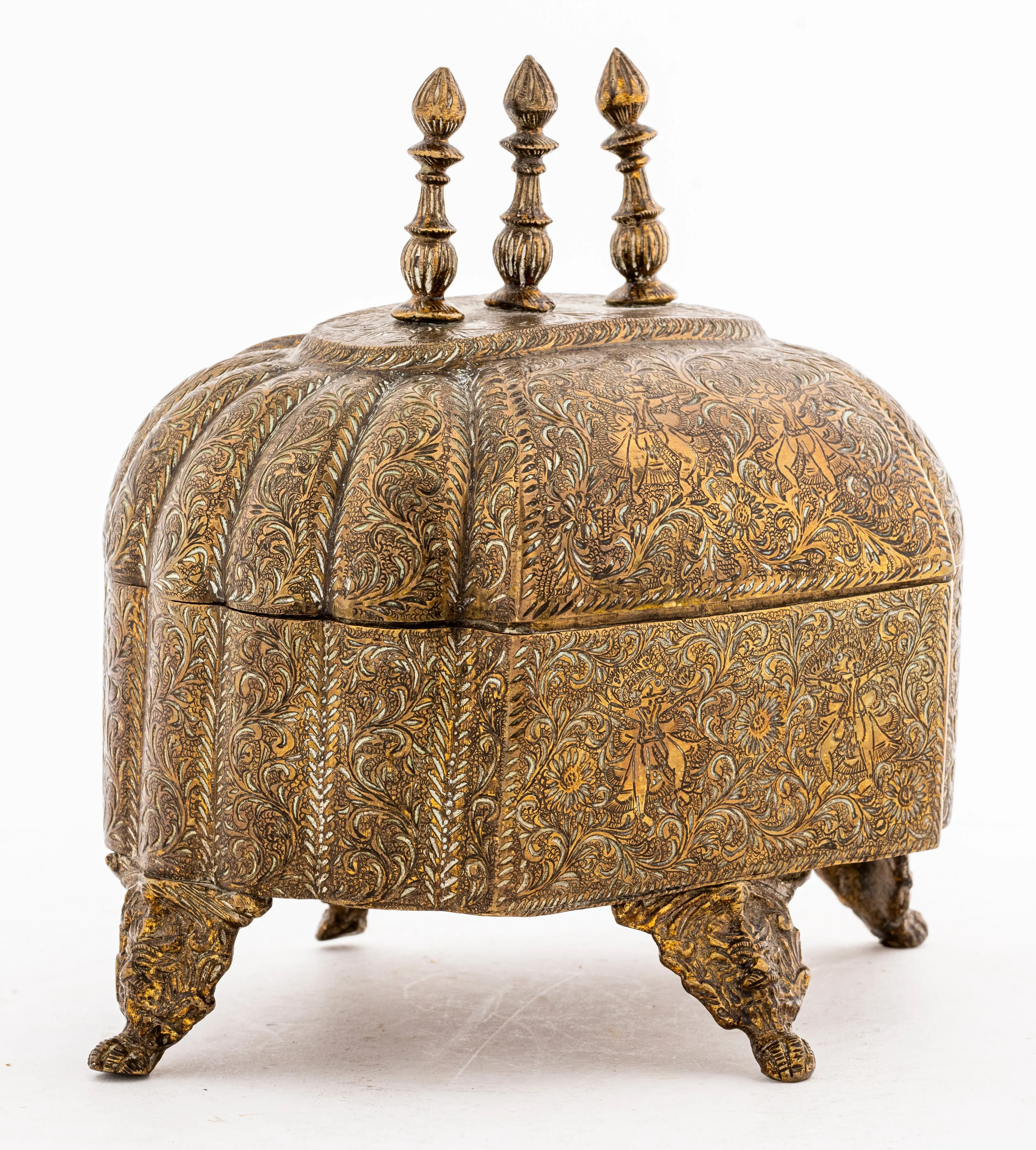 Indo-Persian Brass Box with Lid