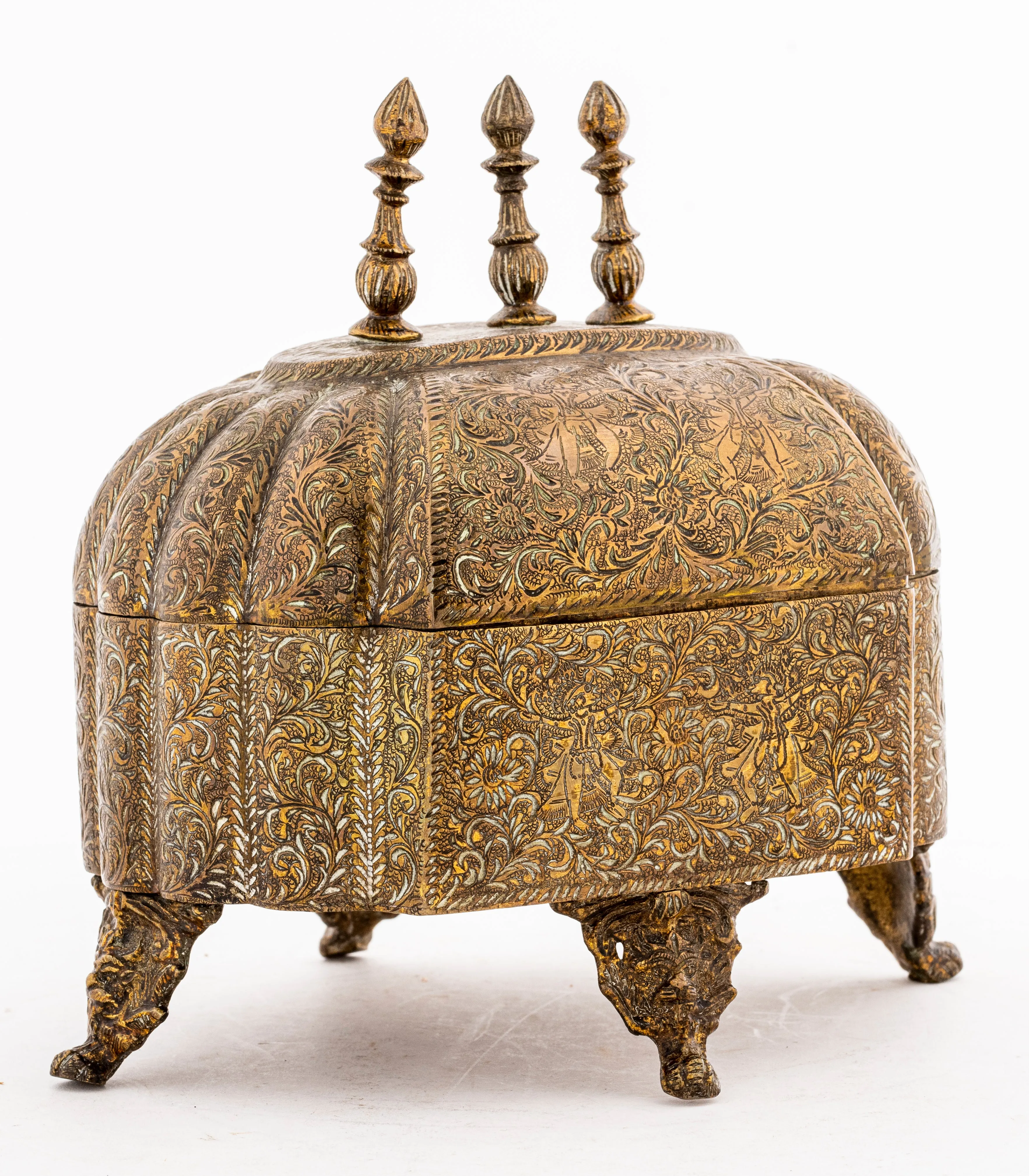 Indo-Persian Brass Box with Lid