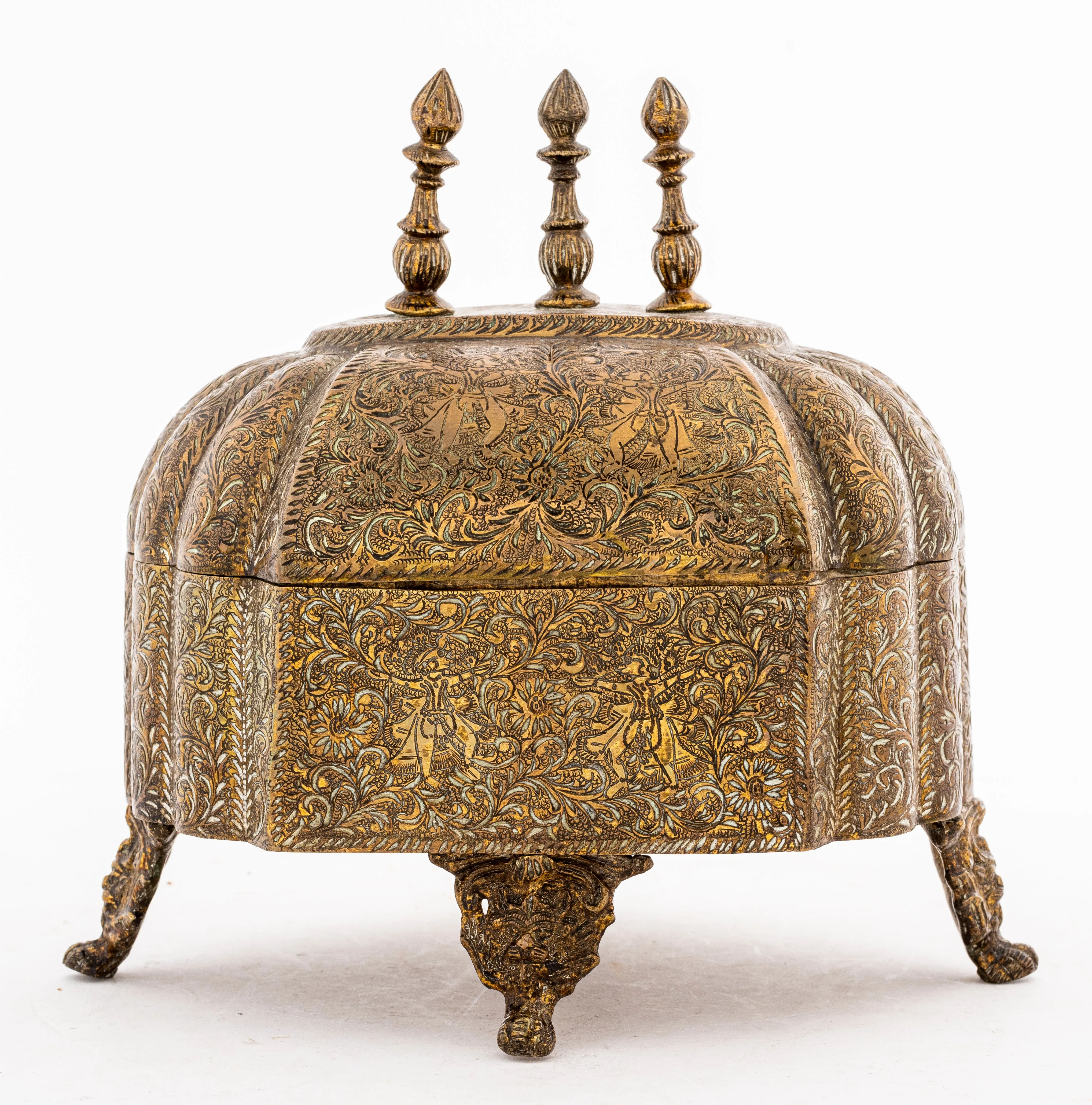 Indo-Persian Brass Box with Lid