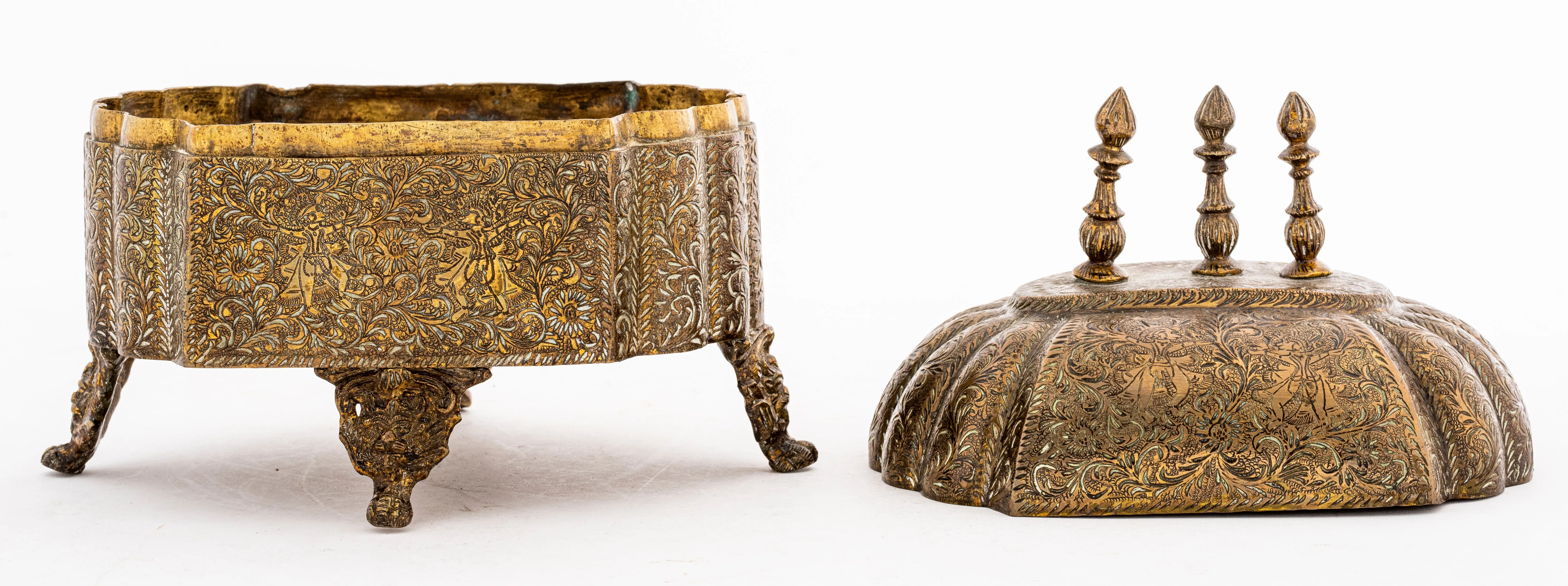 Indo-Persian Brass Box with Lid