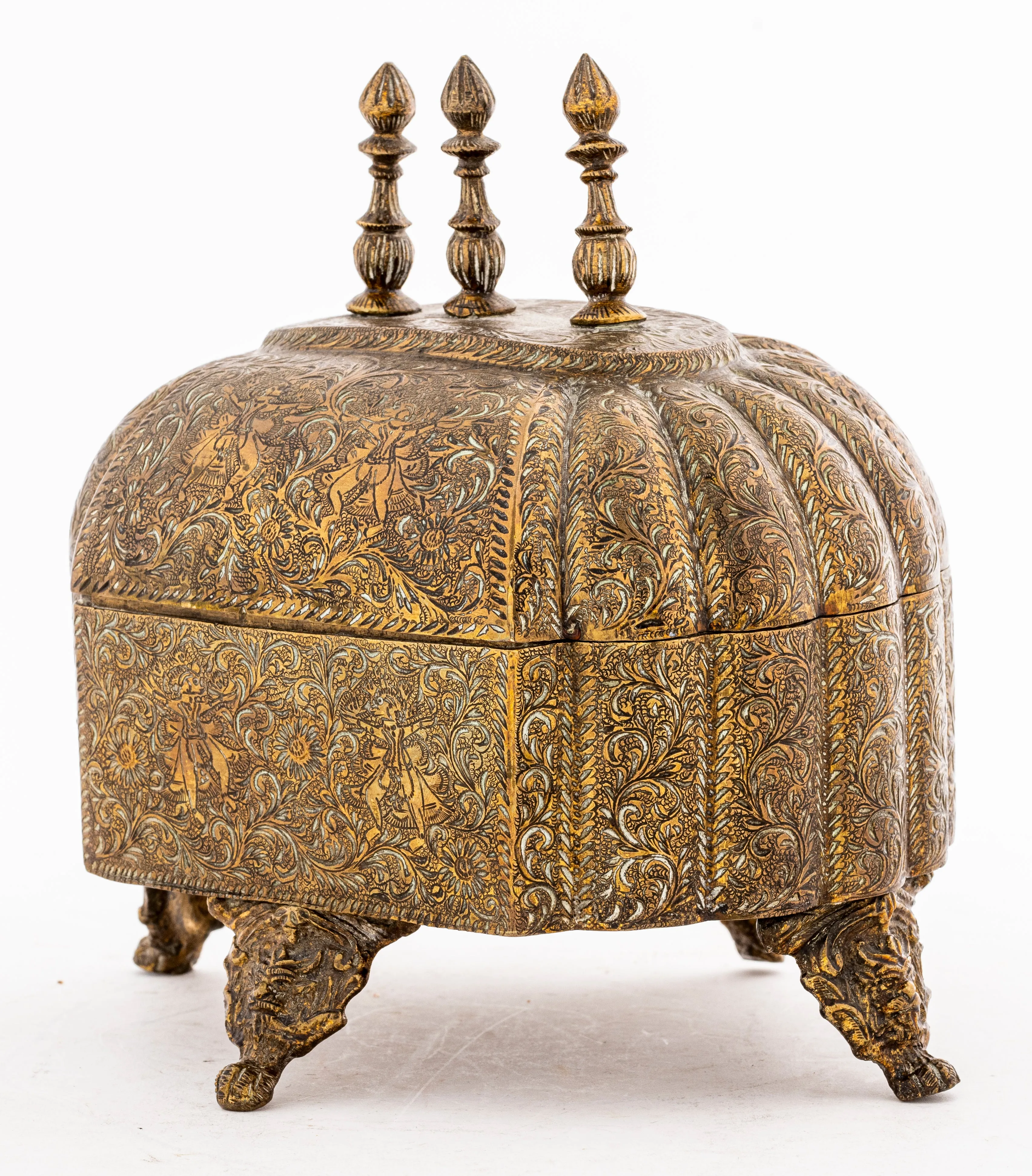 Indo-Persian Brass Box with Lid