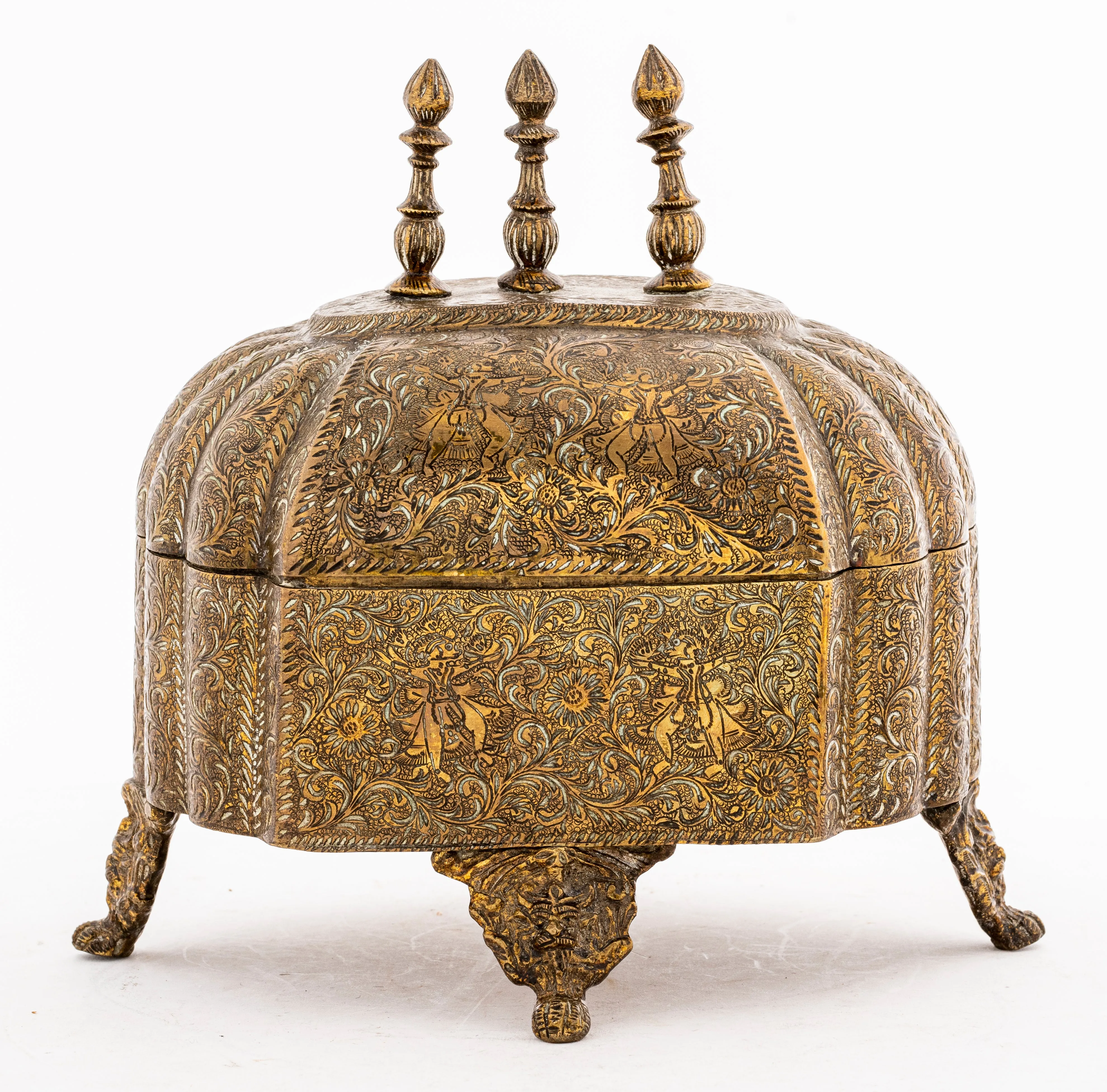 Indo-Persian Brass Box with Lid