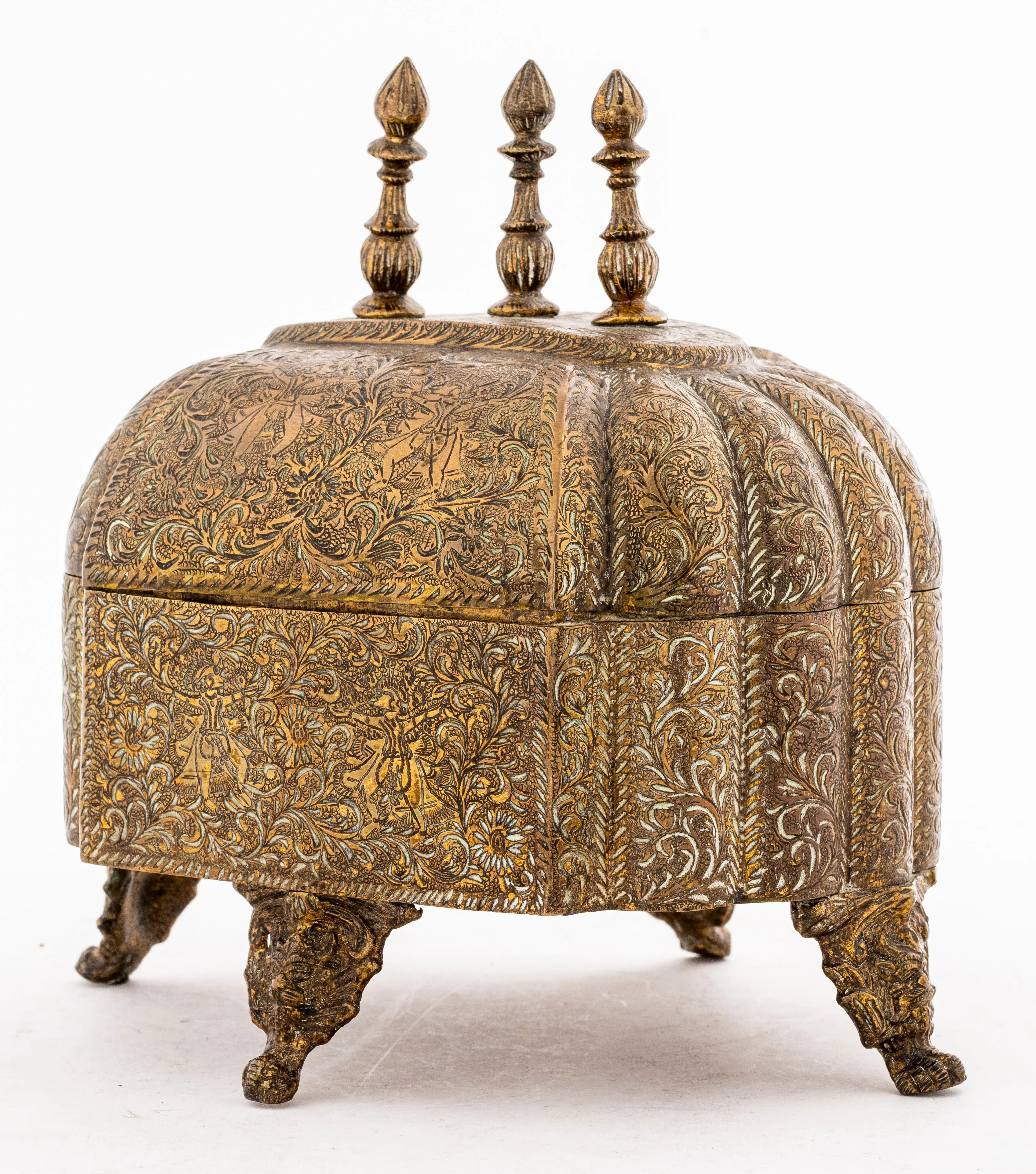 Indo-Persian Brass Box with Lid