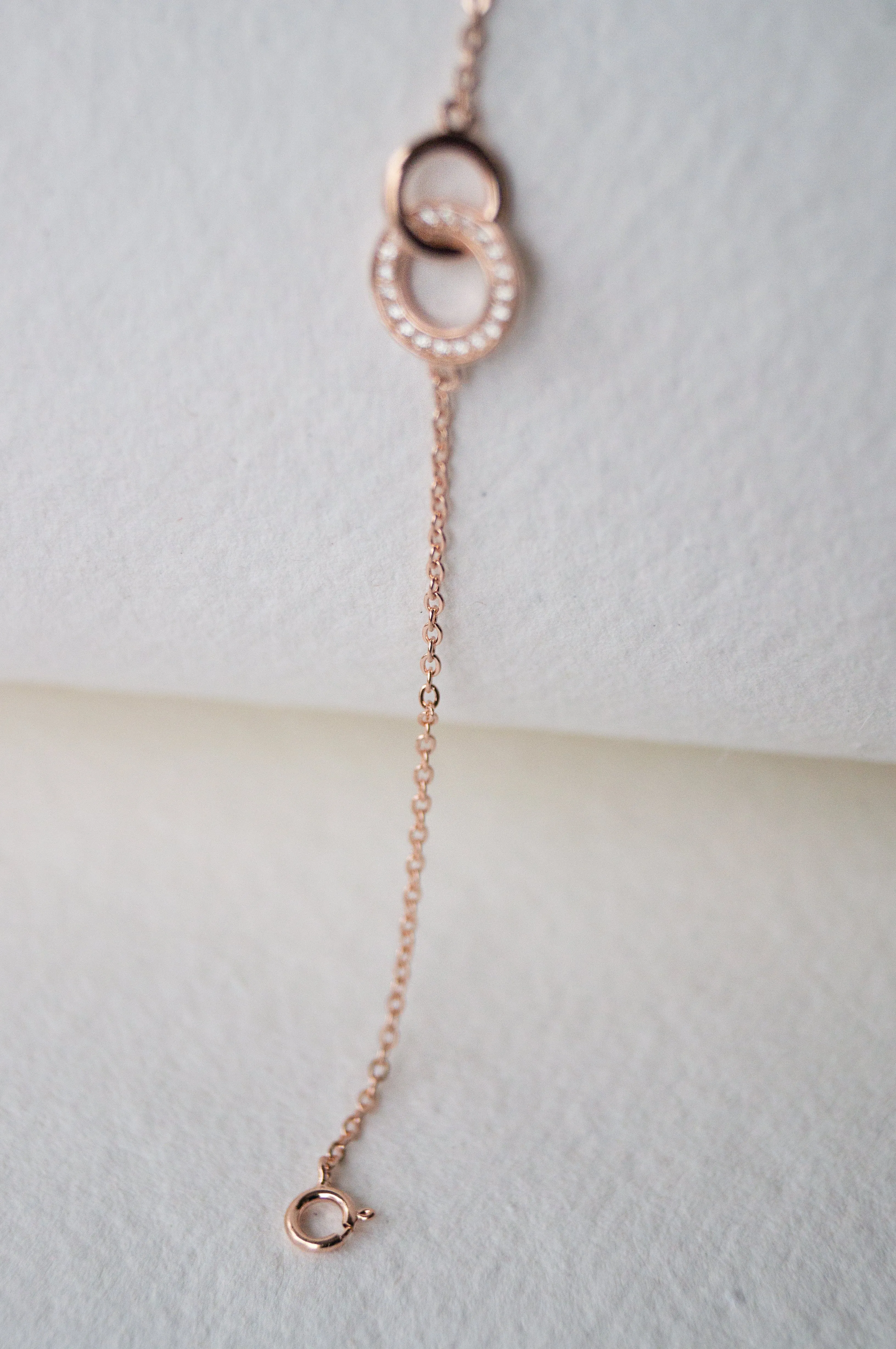 Interlinked Circles Rose Gold Plated Sterling Silver Chain Bracelet