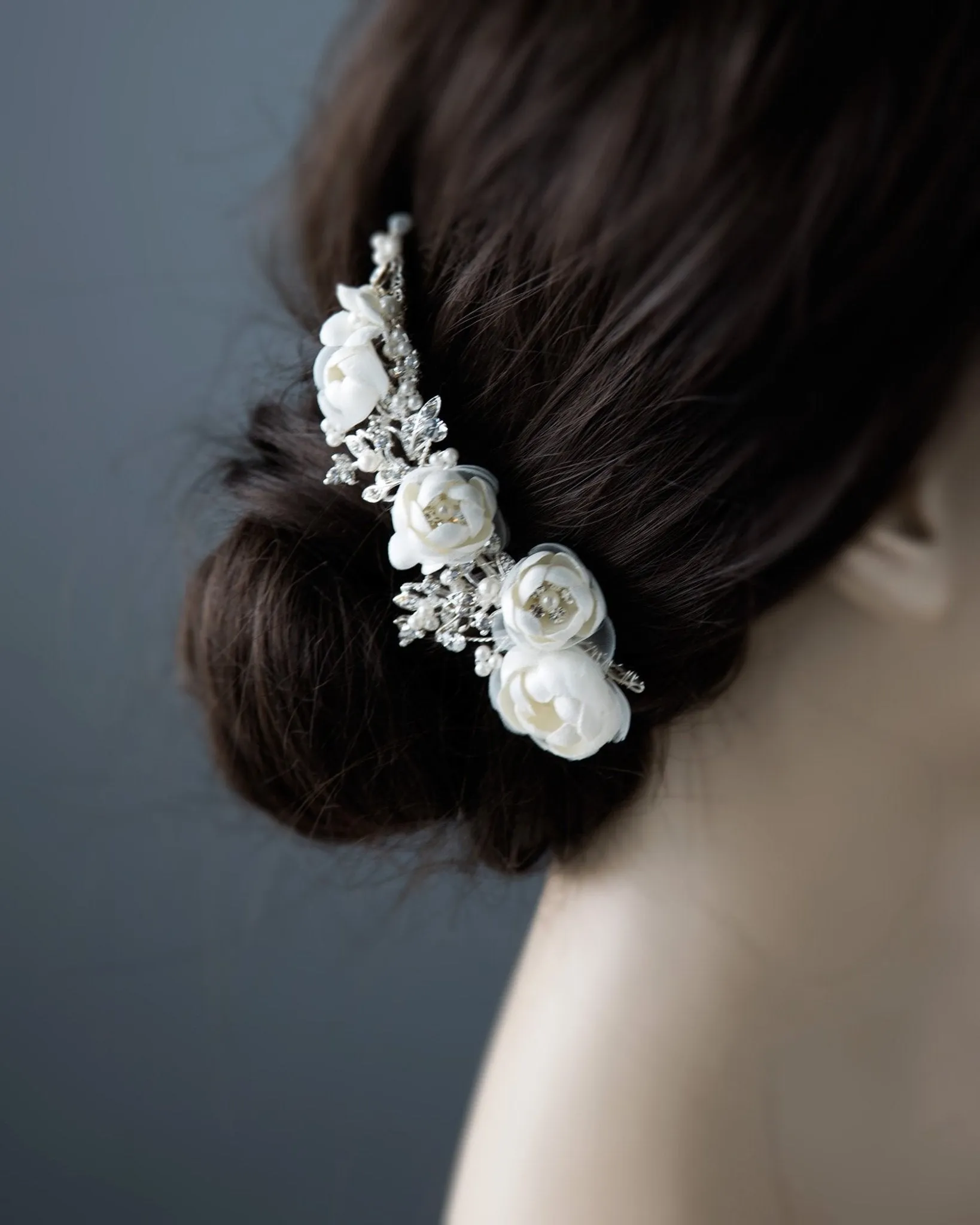 Ivory Flower Tiara Comb