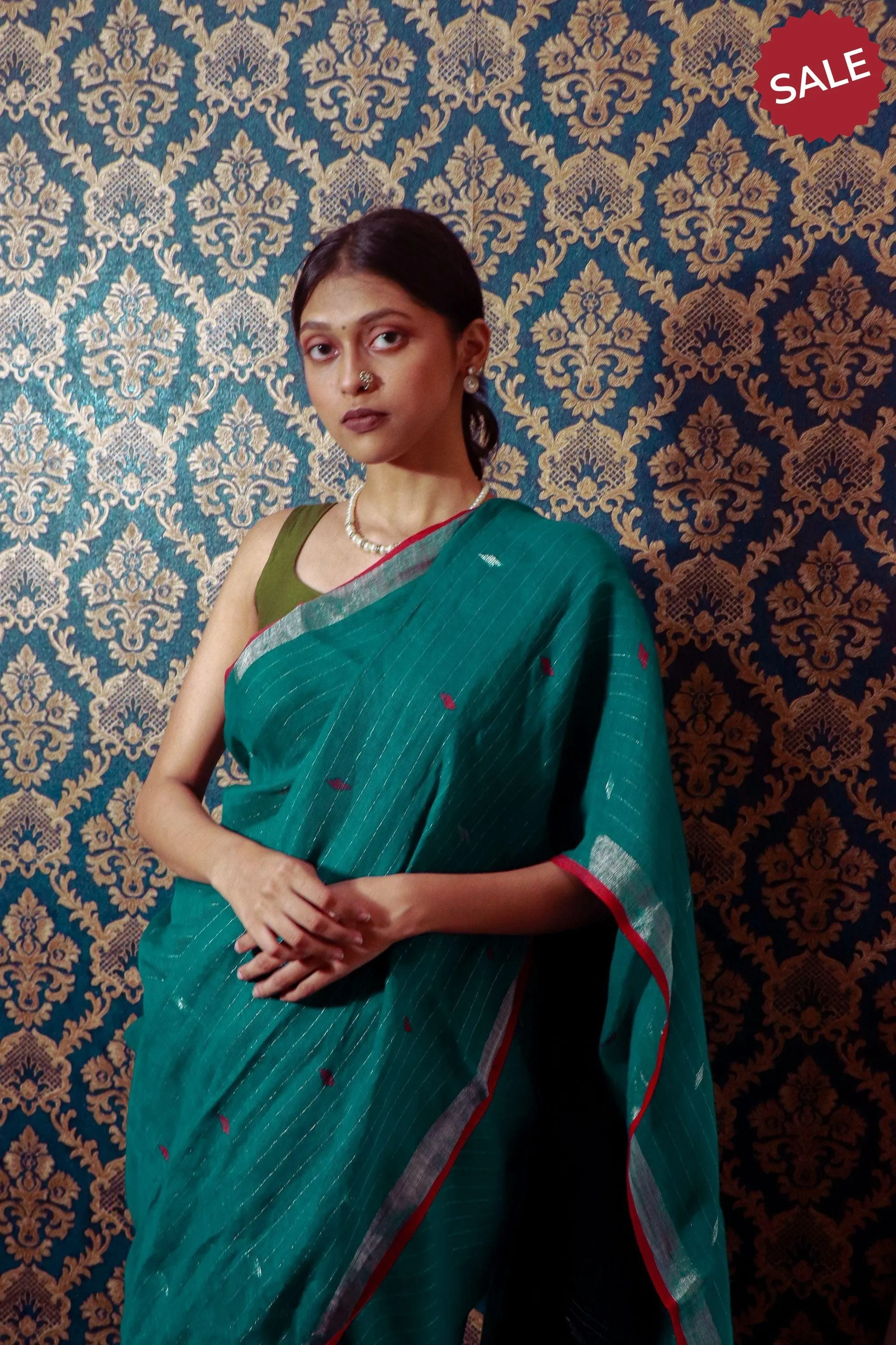 Kaisori Ekaya Tusli Linen Jamdani saree