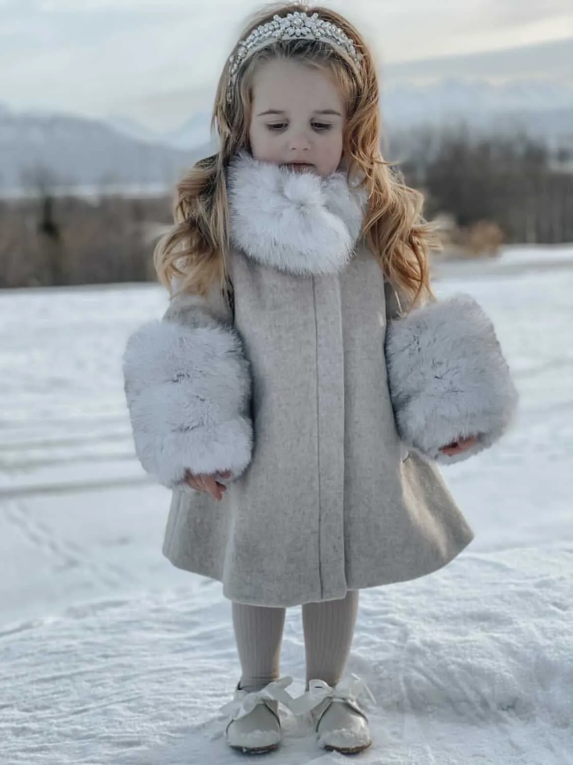 Karenina Grey Fur Wool Coat