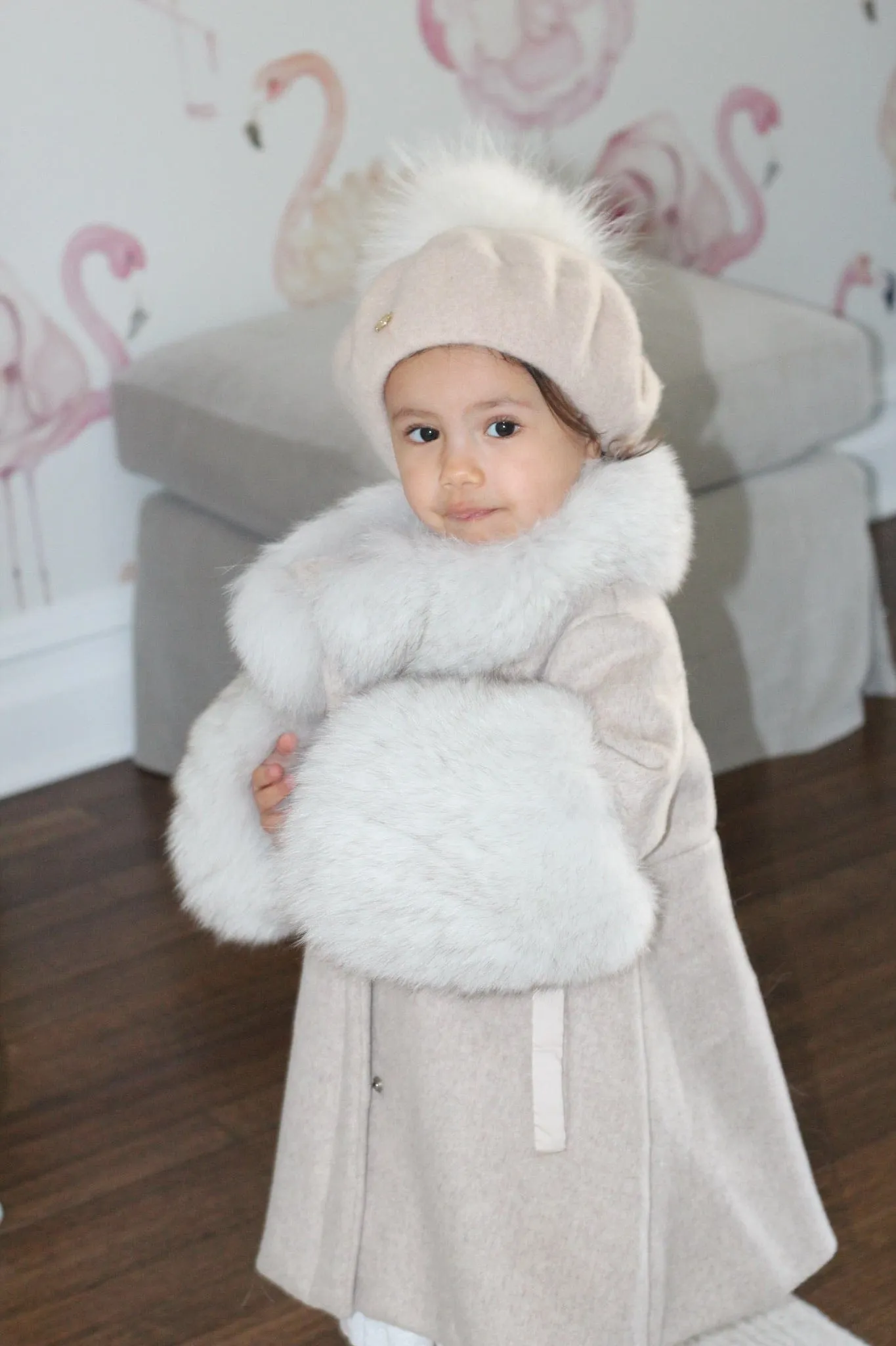 Karenina Grey Fur Wool Coat