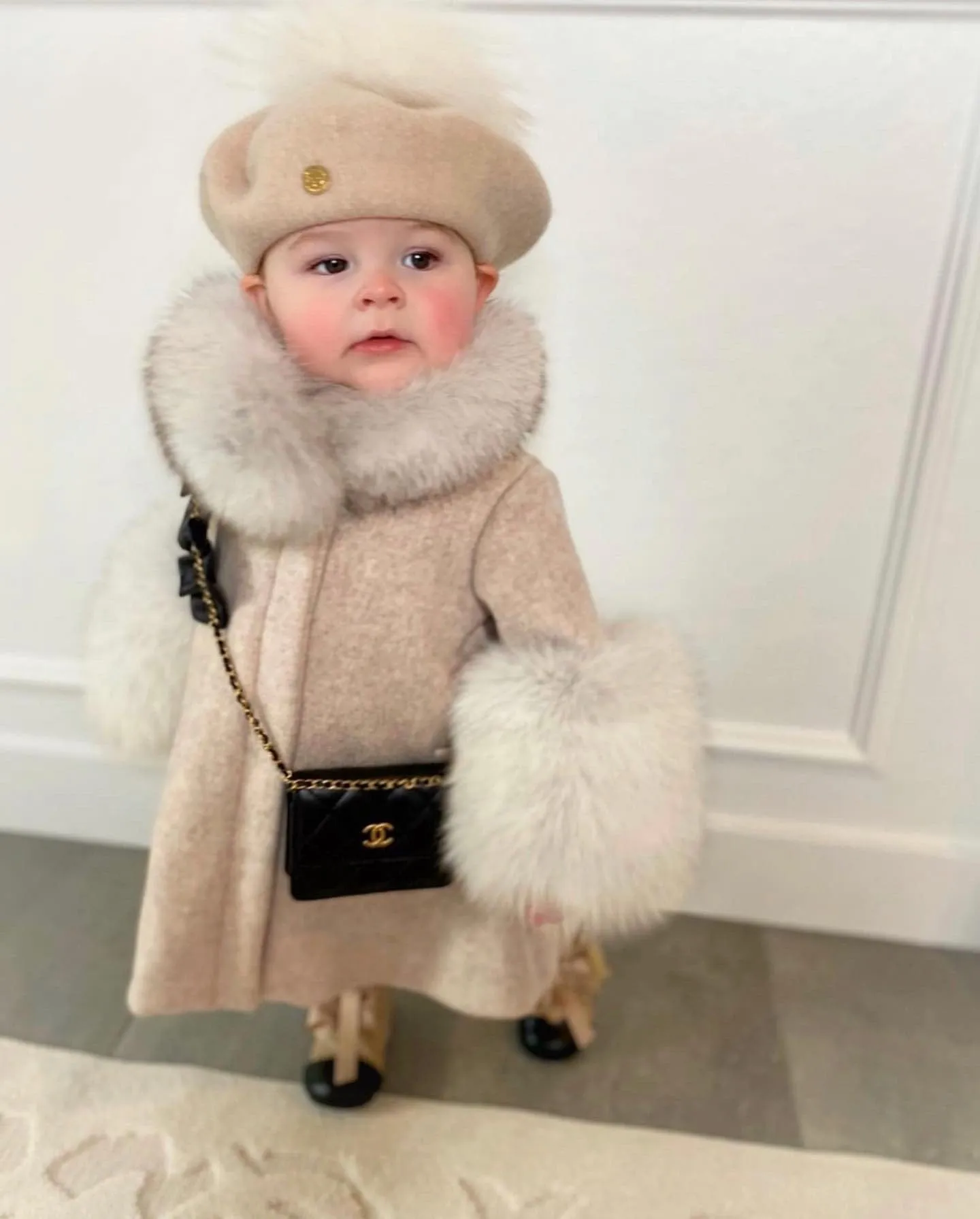 Karenina Grey Fur Wool Coat