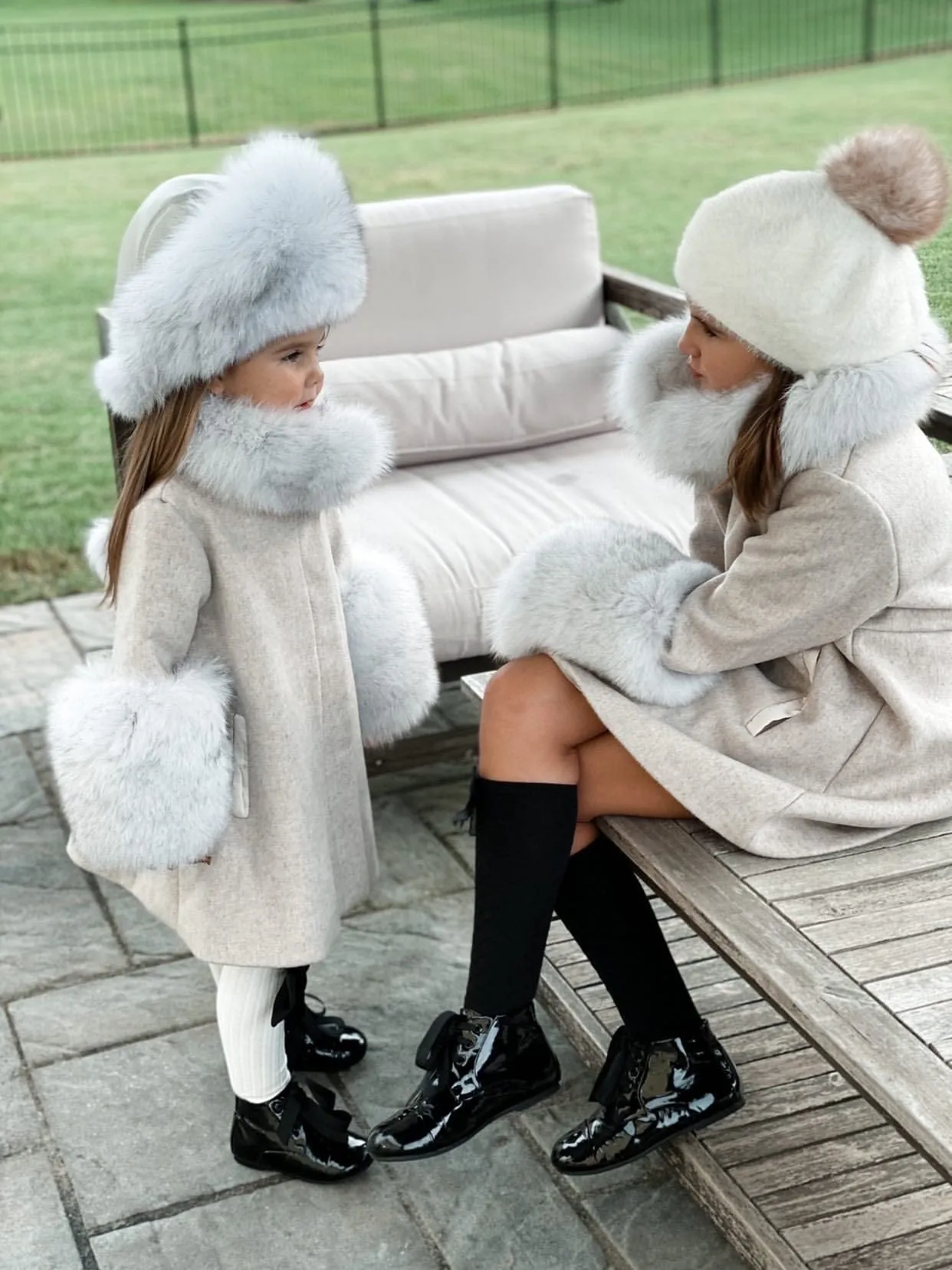 Karenina Grey Fur Wool Coat