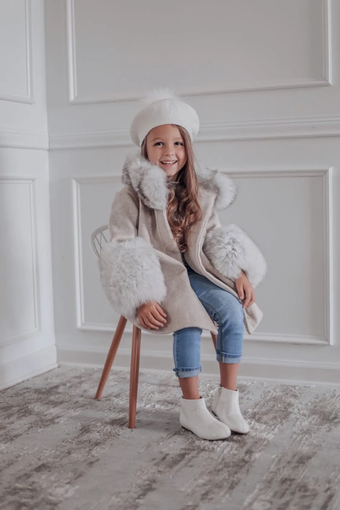 Karenina Grey Fur Wool Coat