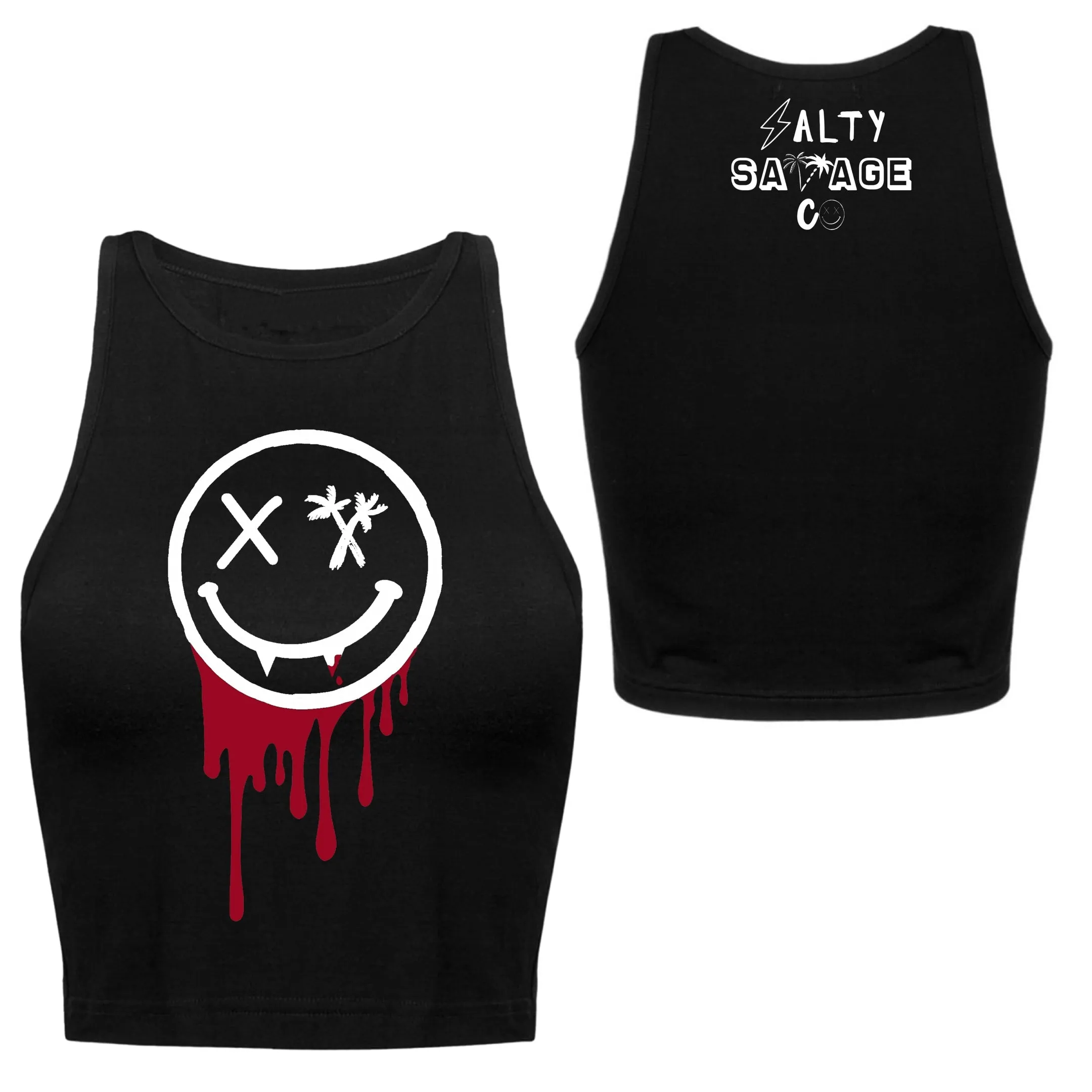 Ladies "Vampire Drip" High Neck Sleeveless Crop Tank