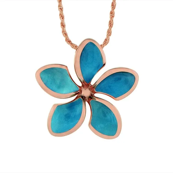 Larimar Sunrise Plumeria Pendant