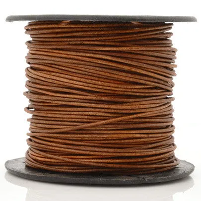 Leather Cord-Round-2mm Soft-Natural Light Brown-10 Meter Spool