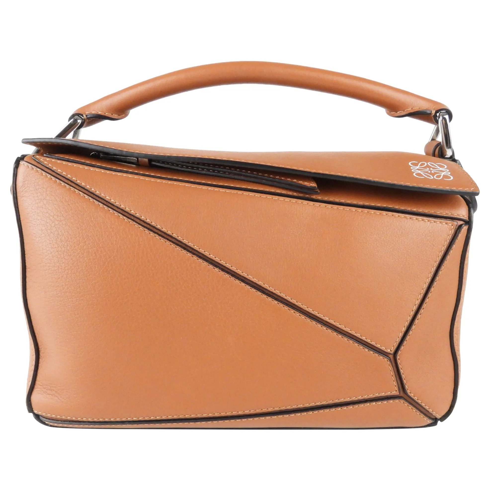 Loewe Brown Leather Small Two Way Puzzle Bag