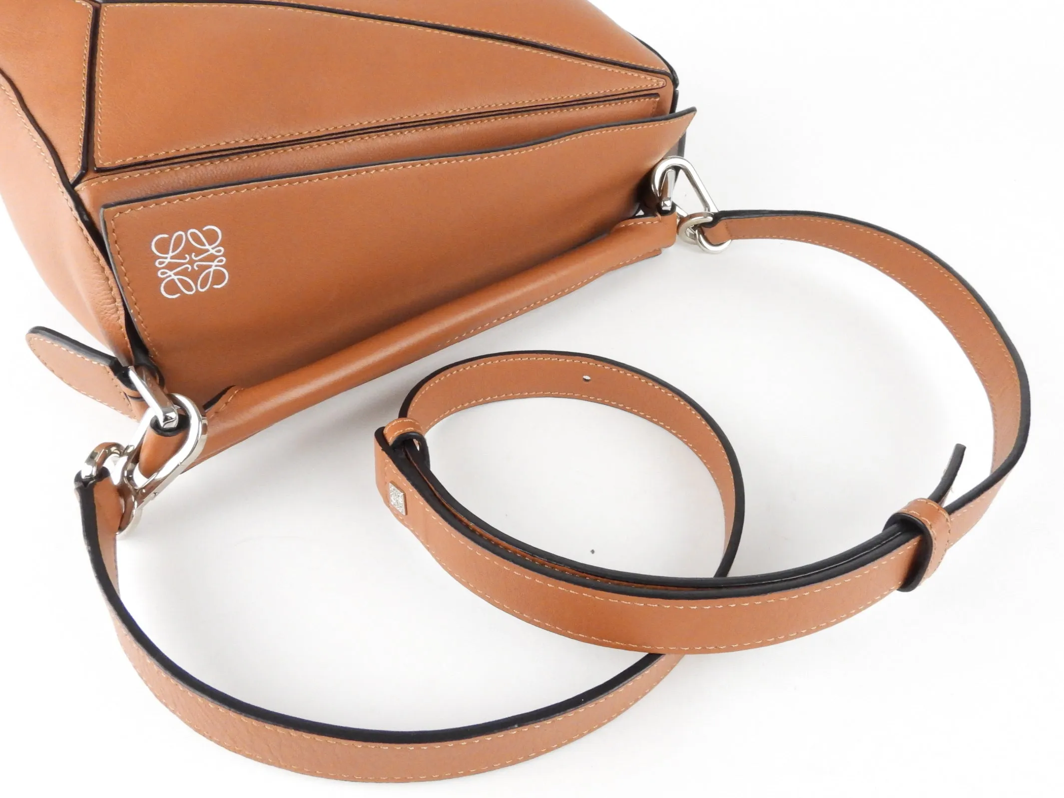 Loewe Brown Leather Small Two Way Puzzle Bag