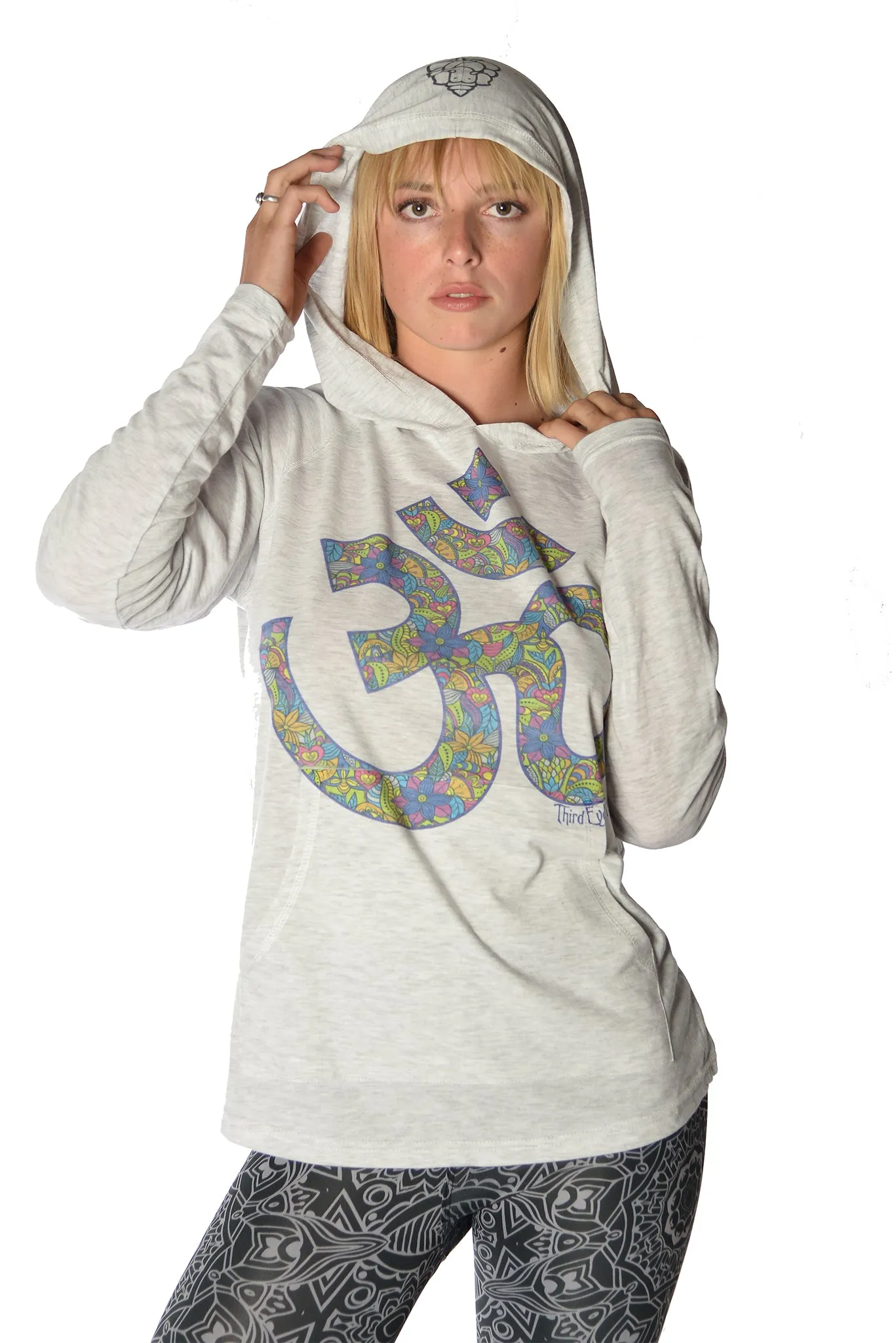 Long Sleeve Pullover Hoodie with Paisley Om