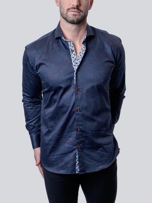 Maceoo Stretch Shirt | Einstein Paisley Swirls Blue