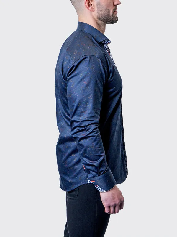 Maceoo Stretch Shirt | Einstein Paisley Swirls Blue