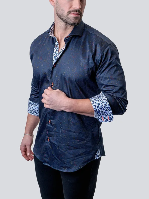 Maceoo Stretch Shirt | Einstein Paisley Swirls Blue