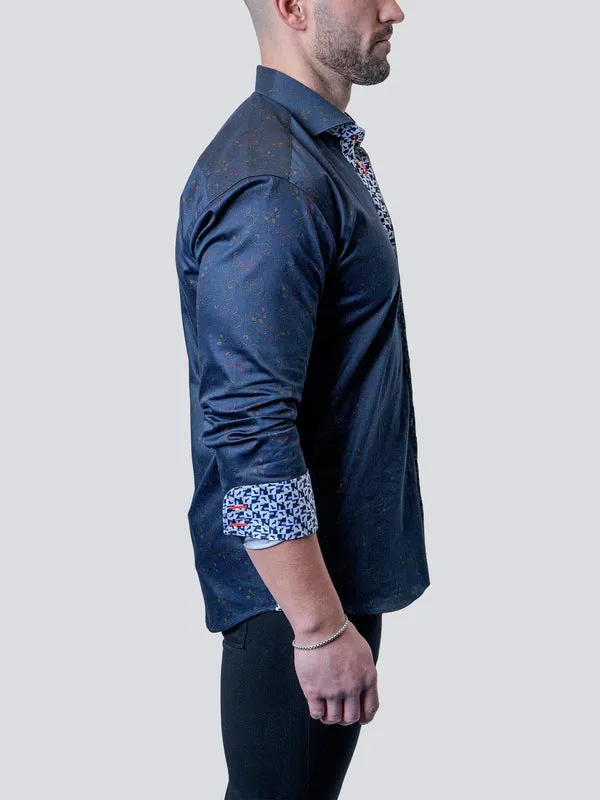 Maceoo Stretch Shirt | Einstein Paisley Swirls Blue