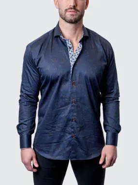 Maceoo Stretch Shirt | Einstein Paisley Swirls Blue