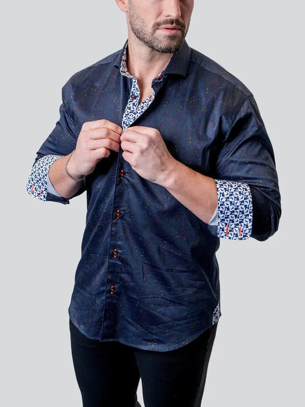 Maceoo Stretch Shirt | Einstein Paisley Swirls Blue