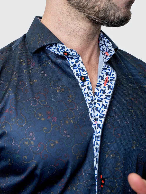 Maceoo Stretch Shirt | Einstein Paisley Swirls Blue