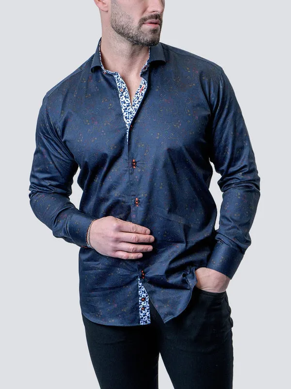 Maceoo Stretch Shirt | Einstein Paisley Swirls Blue