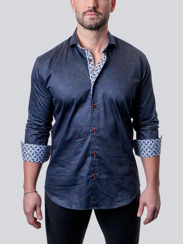 Maceoo Stretch Shirt | Einstein Paisley Swirls Blue