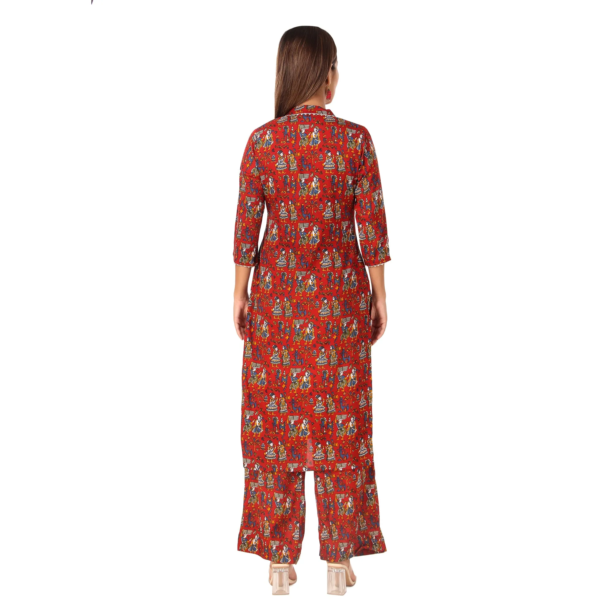 MAGNETISM  Kalamkari GUJRI Print Cotton Kurti with  Pant Maroon