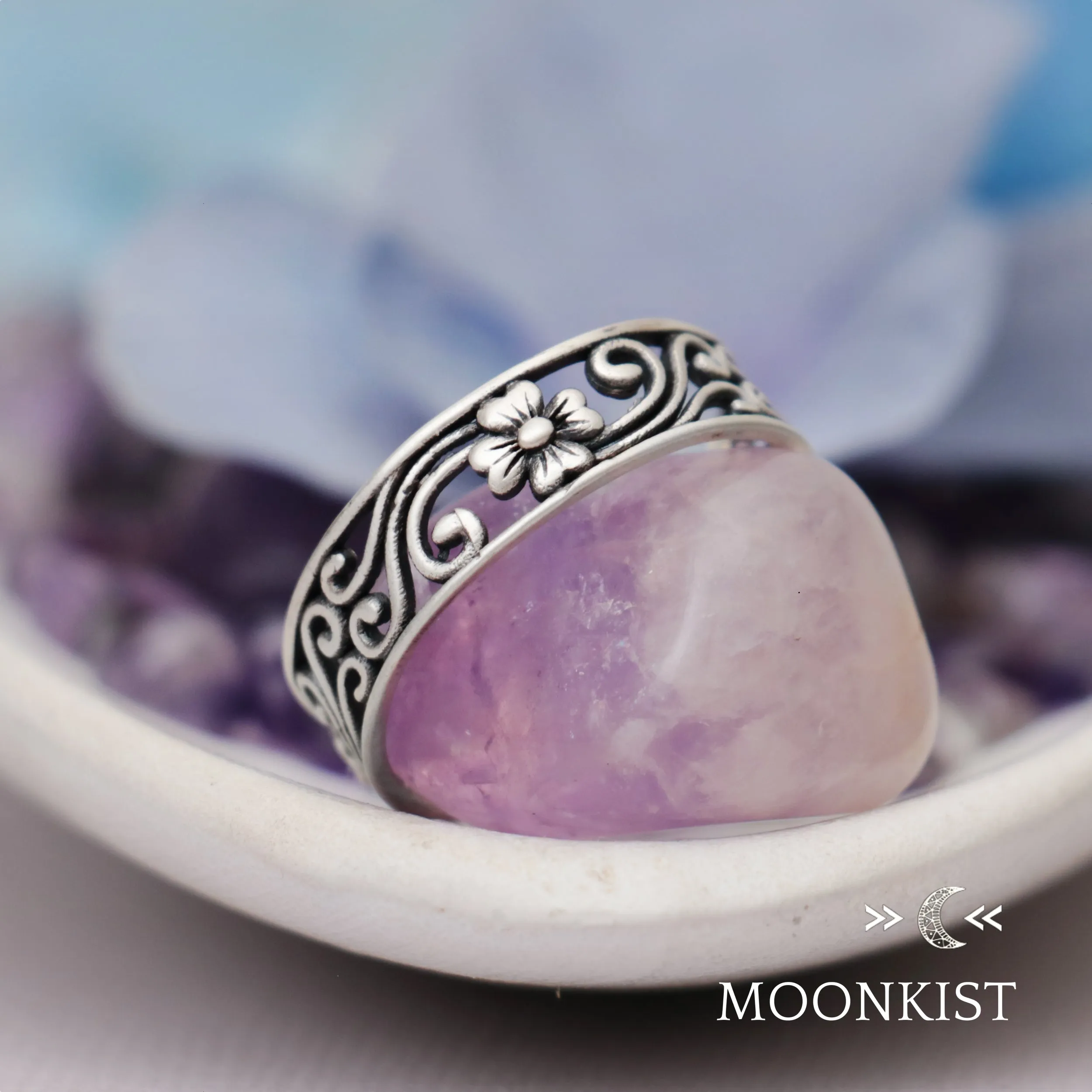 Magnolia Flower Wedding Band for Women | Moonkist Designs