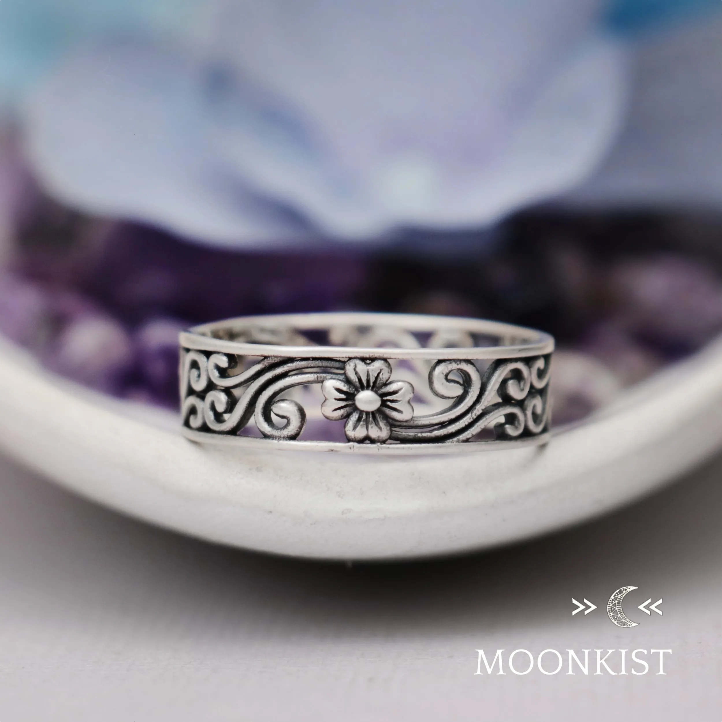 Magnolia Flower Wedding Band for Women | Moonkist Designs